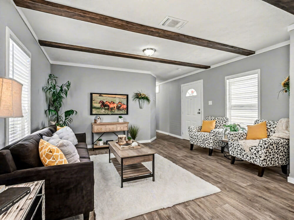 The Declaration by New Vision Manufacturing Living room of The Declaration 16' x 76' Mobile Home for Sale near Norman, Oklahoma